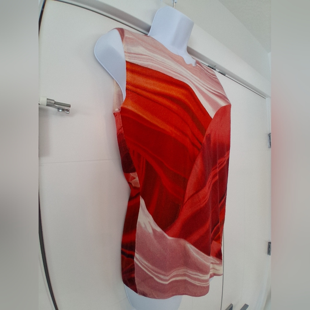 Escada Sport/ Colour: Fantasy (Red, Pink, White)/ Sleeveless Top/ Size US S - Picture 4 of 10